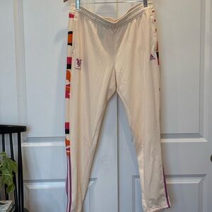 Adidas x Thebe Magugu Cream Joggers with Colorful Stripes